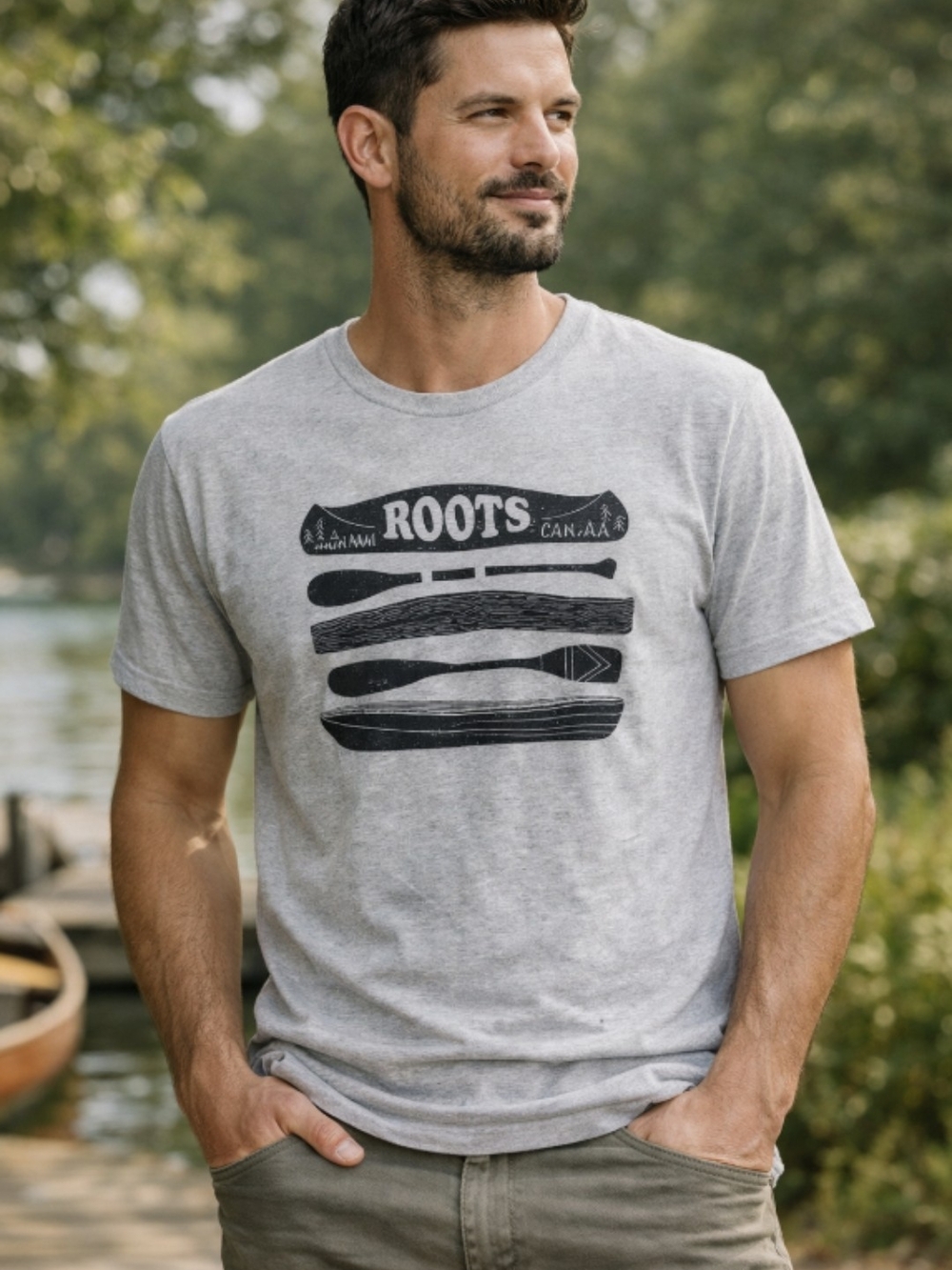 Roots Canada Men’s Medium Canoe Graphic Tee 100% Cotton Size Medium